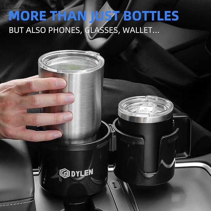 DYLEN Car Cup Holder Expander, 2 in 1 Cup Holder Adpater Extenter for Car | Expandable Insert, Fits Yeti, Stanley and Other Large Water Bottles & Mugs in 2.2"-4.6" (10-46oz) - Image 8