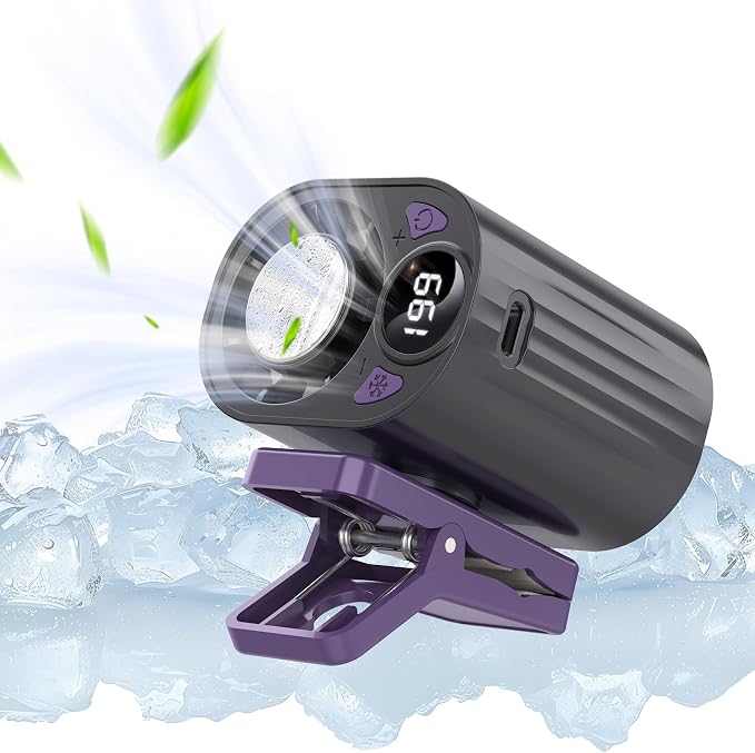 Foluu 199 Speeds Portable Clip Fan with LED Display, 18000RPM Turbo Cooling Personal Fan for Car, Desk, Umbrella, Waist, 360°Rotatable Rechargeable Mini Fan for Outdoor Camping Hiking (Black) - Image 9