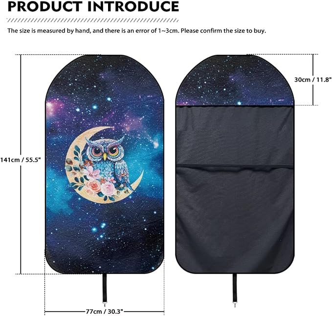 Towel Seat Cover for Trucks SUV, Car Seat Protector Cover Waterproof Car Seat Towel Cover After Gym Beach Travel Sport(Galaxy Moon Owl Print,2Pcs) - Image 5