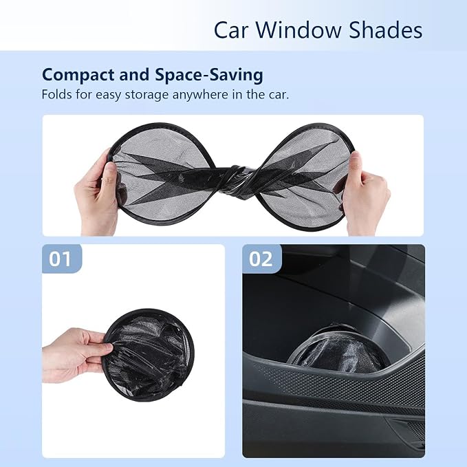 2 Pack Car Window Shades, Mesh Static Adsorption Side Window Sunshade, Anti-UV Glare Heat Protection, Foldable Universal Fit for Cars SUV Van,After - Image 7