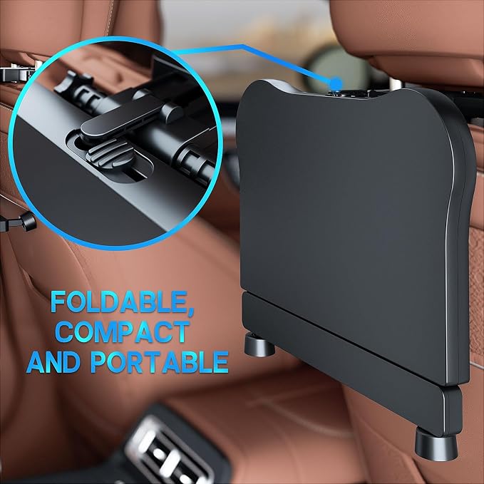 Car Seat Tray Foldable Back Seat Food Table for Kids, Rear Passenger Seat | Car Desk for Laptop with Cup Holder Phone Holder Non-Slip Mat, Working on the Road, Car Food Tray for Eating, Working, Travel - Image 6