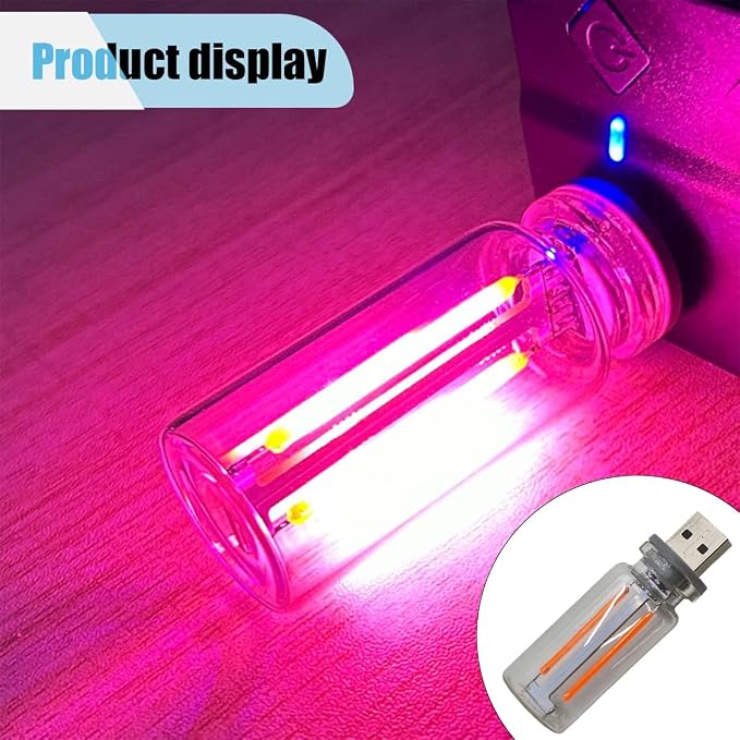 USB LED Atmosphere Light, Plug-in USB Ambient Retro Lamps, Mini LED Car Interface Charging Night Light for Hallway, Bedroom (Pink) - Image 6