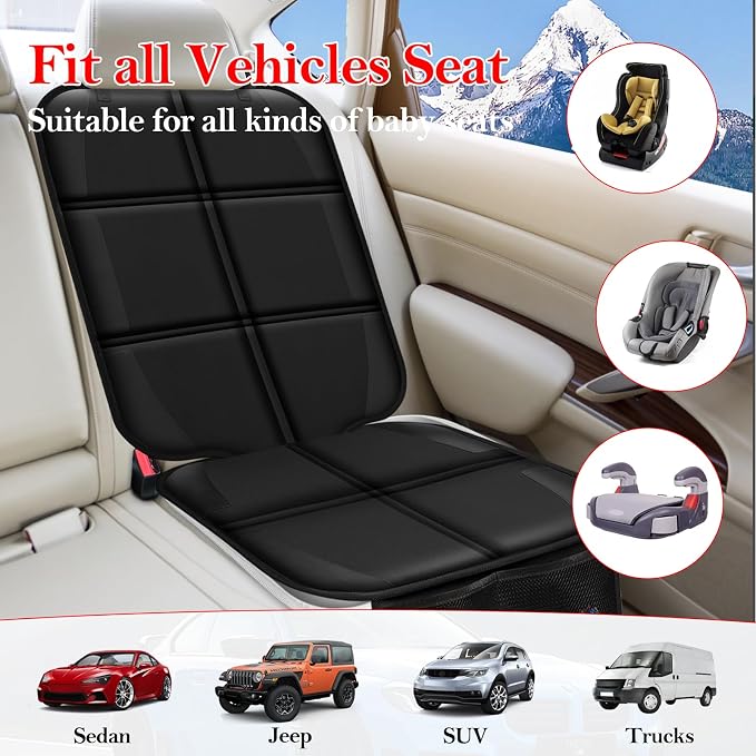 Meolsaek Car Seat Protector for Child Car Seat,Non-Slip Backing No Imprints | Durable Car Seat Mat 600D Fabric, Waterproof Car Seat Cover with Thick Pad - Image 7