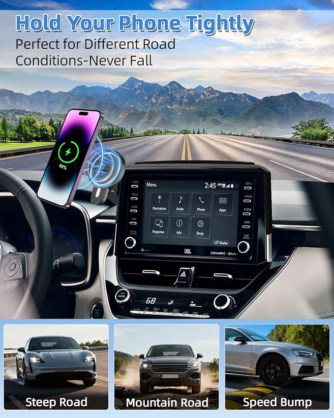 PZK Car Phone Mount for 2019-2026 Toyota Corolla/Corolla Cross 2022-2026 | 19-26 Corolla Hatchback Accessories 8-inch Screen Magsafe Magnetic 15W Fast Wireless Charging Phone Holder Not Block Vent - Image 9