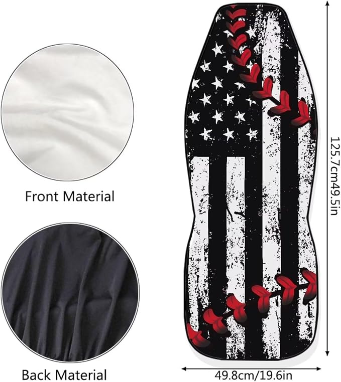 American Flag Car Front Seat Covers Baseball Stitch Car Seat Covers Set of 2 Removable Automotive Accessories Universal Fit for Cars,Sedans & SUVs - Image 7