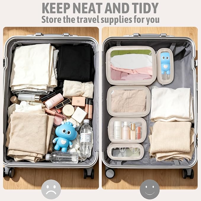 YOPCDJ 5PCS Diaper Bag Organizer Pouch, Clear TPU Waterproof Organizer Zipper Bags, Cosmetic Bag Set, TSA Approved Toiletry Bags, Travel Organizer Bag for Kids and Women - Image 9