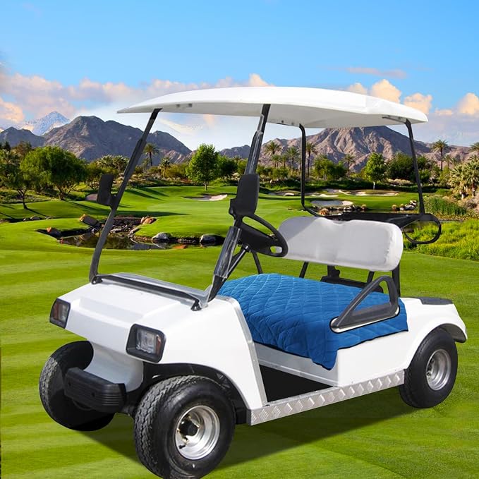 YOKYHOM Golf Cart Seat Covers, Thickened Short Plush Seat Towel Blanket with Non-Slip Backing, Soft & Heavy Duty, Fits Most 2 & 4 Passenger EZGO Yamaha Club Car, 51"x30.5", Deep Blue - Image 7