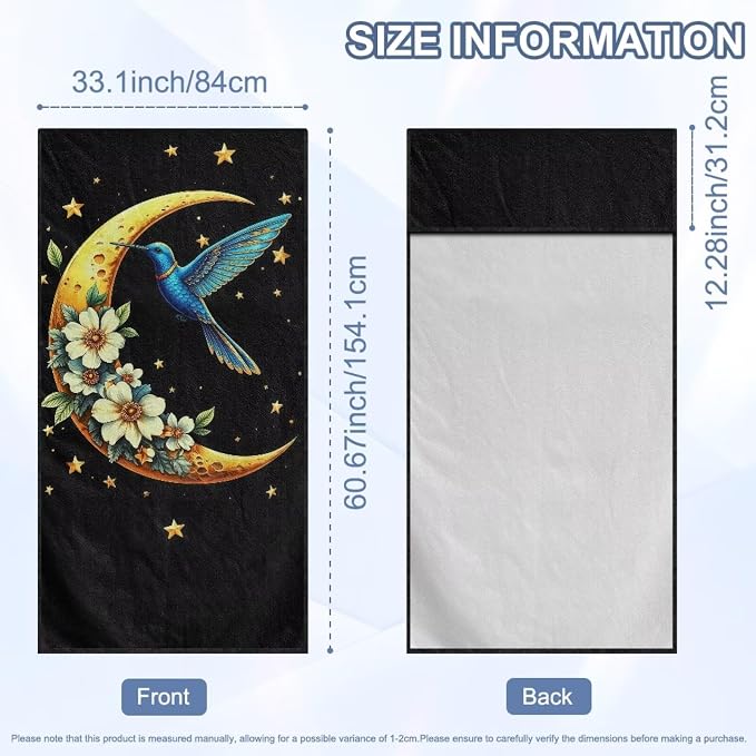 Hummingbird Moon Car Seat Cover Towel Automotive Front Seat Covers | Universal Non Slip Waterproof Sweat Protector with Storage Bag Hummingbird Car Interior Accessories Gym Yoga Beach Towel - Image 7