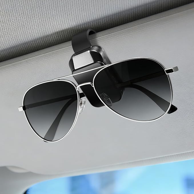 Dsycar 2 Pack Sunglasses Holder for Car, One-Handed-Operation Visor Sunglass Holder Clip, Easy Access Storage for Driving,Universal Fits (Black) - Image 9