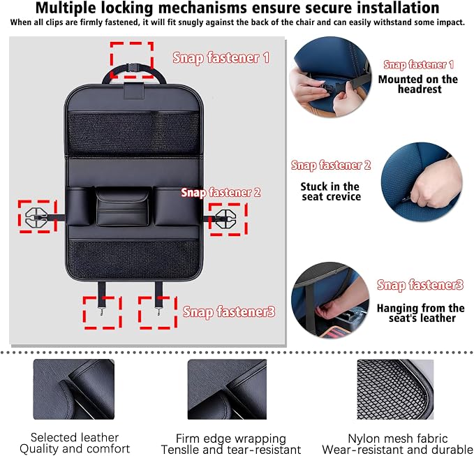 1 Pack - Car Organizer, Back Seat Car Organizer, Back Seat Organizer, Seat Back Organizer.(Black) - Image 8