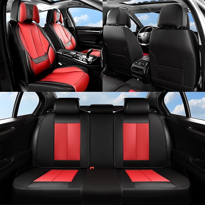 Coverado Car Seat Covers, Seat Covers for Cars, Waterproof Leather Auto Seat Protectors, Leather Car Seat Cushion, Car Interiors Accessories Universal Fit for Most Cars - Image 8