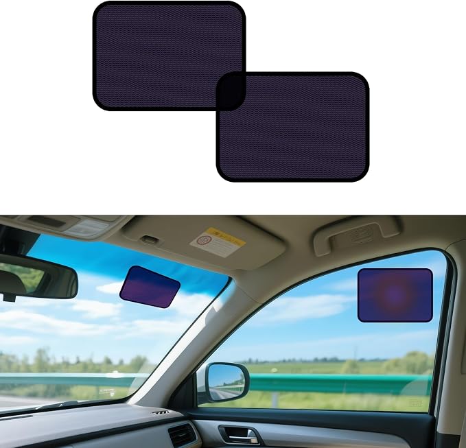 XCBYT Static Cling Car Window Sahdes for Driver Side Window, 2-Pack | Block glare from different angles at any time. Clean the glass before to ensure a secure bond. See-through view - Image 8