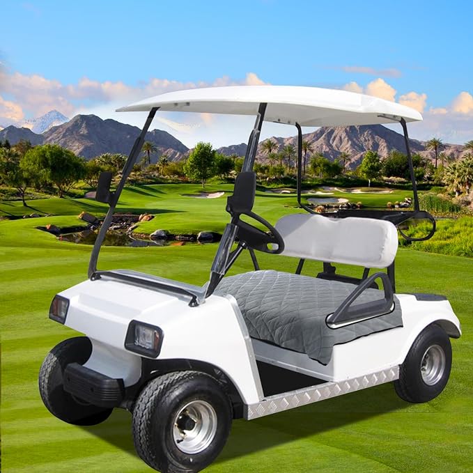 YOKYHOM Golf Cart Seat Covers, Thickened Short Plush Seat Towel Blanket with Non-Slip Backing, Soft & Heavy Duty, Fits Most 2 & 4 Passenger EZGO Yamaha Club Car, 51"x30.5", Light Gray - Image 7