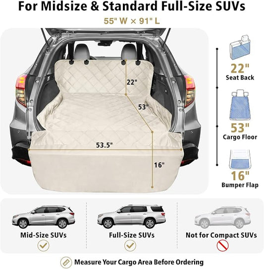 SUV Cargo Liner for Dogs - Water Resistant Trunk Cover for Midsize SUVs | Pet Cargo Cover with Bumper Flap Protector, Non-Slip Car Trunk Mat, Dog Car Seat Cover Prevents Scratches Pet Hair Mud Dirt - Image 2
