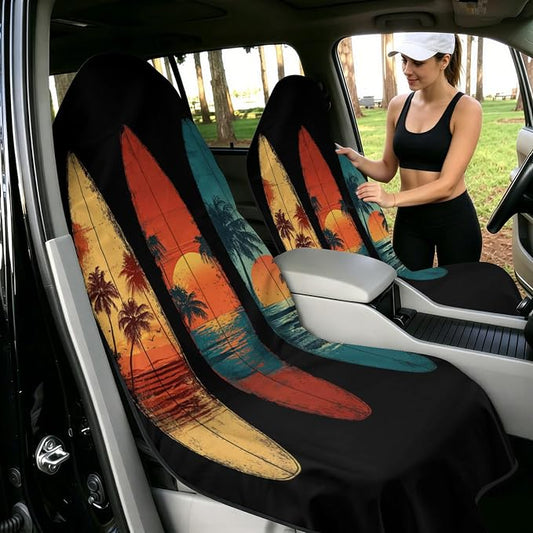 2 Pack Car Towels Seat Cover with Storage Bag, Multifunctional Microfiber Towel for Gym Outdoor Sport Running,Picnic, Beach, Pet Dog Travel,Fits Car SUV Truck (Surf Sunset) - Image 2