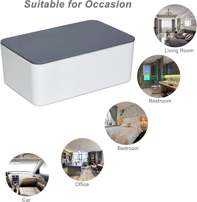 Diaper Wipes Dispenser, Tissue Storage Box Case (Gray-White) | Refillable Baby Wipe Container, Keeps Wipes Clean, Wet Wipe Dispenser Holder with Lid for Home, Office, Cars - Image 7