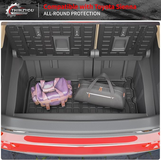 Cargo Mat & Backrest Mats for 2021-2026 Toyota Sienna 7&8 Seats | Cargo Liner Trunk Mat Trunk Liner TPE All Weather Back Seat Cover 2025 Sienna Accessories - Image 6