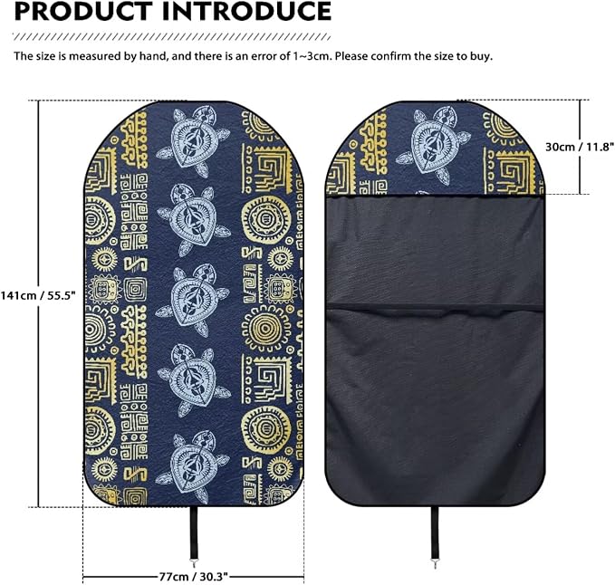 Car Seat Cover Protector Front Seats Only Anti-Slip Back Fabric Easy to Install Waterproof Bucket Towel Seat Covers for Trucks SUV Jeep(Aztec Sea Turtle,2Pcs) - Image 5