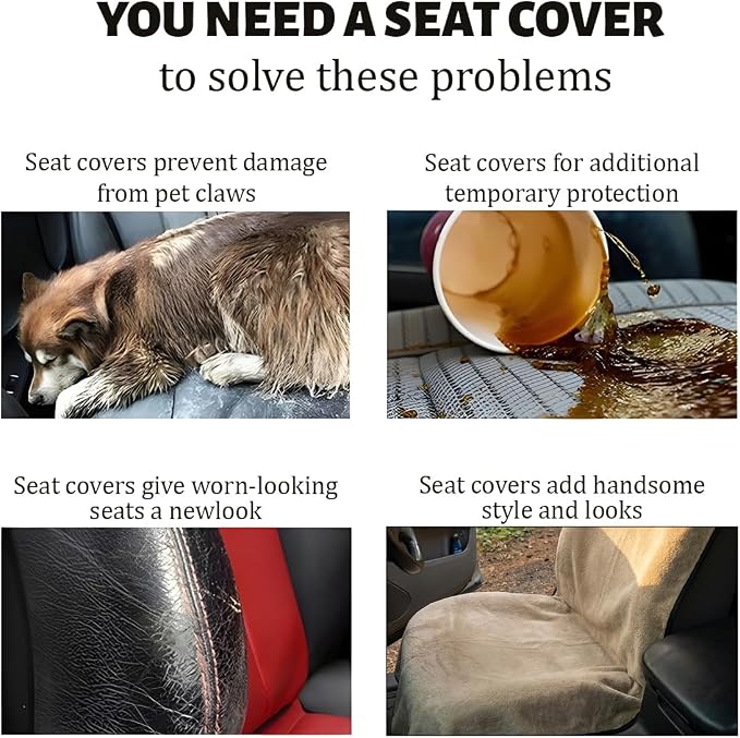 Car Towel Seat Cover, Waterproof Non-Slip Automotive Towel Rear Protective Cover, Sweat-Proof Machine Washable Removable Carseat Vehicle Rear Seat Mat Protector, Universal Fit (Beige) - Image 6