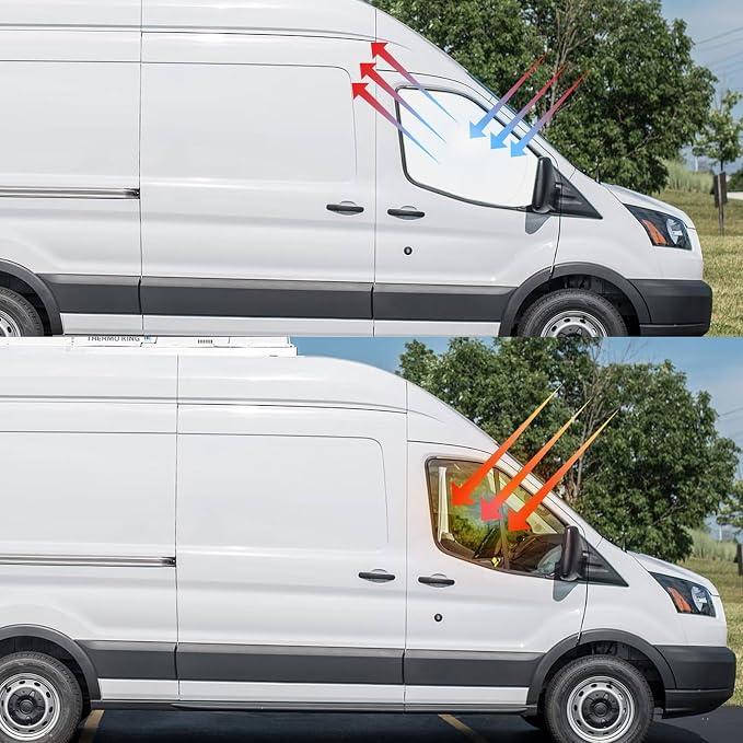 Front Side Window Sun Shade with Suction Cups for 2015-2024 Fo-rd Transit Van High and Medium Roof, Foldable Window Sunshade Sun Visor Protector, Side Shades Blocks UV Ray Heat, Pack of 2 - Image 7