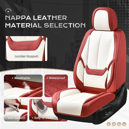 Coverado Car Seat Covers, Seat Covers for Cars, Waterproof Leather Auto Seat Protectors, Leather Car Seat Cushion, Car Interiors Accessories Universal Fit for Most Cars - Image 2