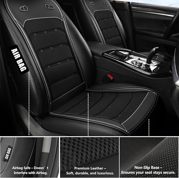 Upgraded Cooling Car Seat Cover with 3-Second Fast Cooling(Black) | 12V–24V for Car SUV Truck RV, Universal Size Design, Breathable 3D Mesh & Premium Leather, Best Gift for Drivers - Image 8