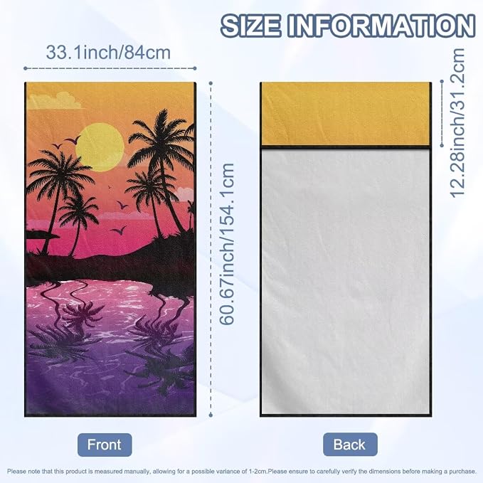 SEANATIVE Purple Sunset Beach Multi-Purpose Car Drying Towels - Absorber Towel for Car Wash & Gym Enthusiasts Automotive Seat Covers - Sweat Towels for Yoga & Hot Weather Driving - Image 7