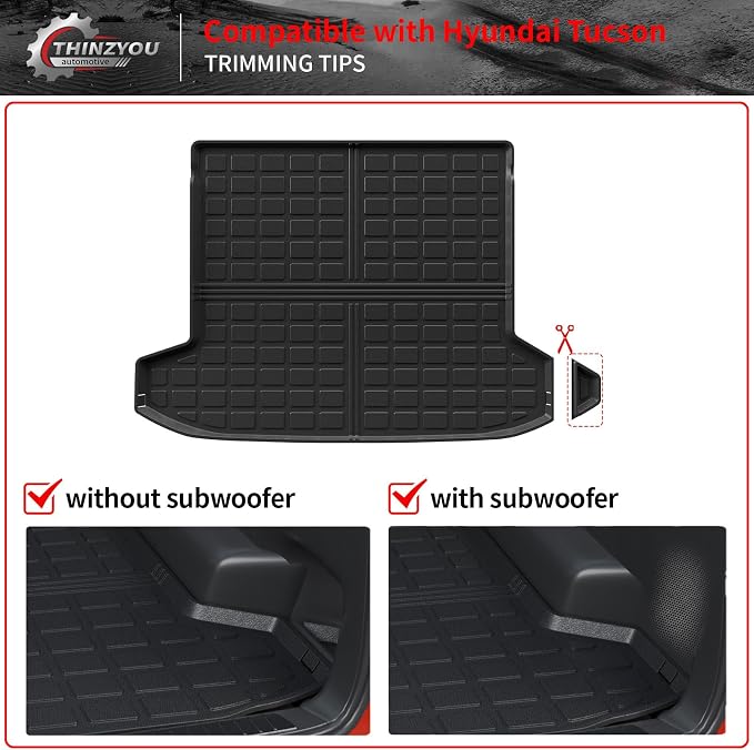 Floor Mats Set for 2022-2025 2026 Hyundai Tucson | NOT for PHEV & N-Line, Trunk Mat Cargo Liner Cargo Mat TPE All Weather Back Seat Cover Protector 2024 Tucson Accessories - Image 9