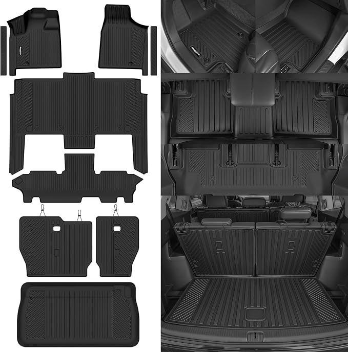 Floor Mats for 2011-2021 Dodge Grand Caravan 7 Seats Accessories | Trunk Mat and Backrest Mats & Door Sill Guard All Weather TPE Protector Odorless Full Set Interior Floor Liners - Image 8