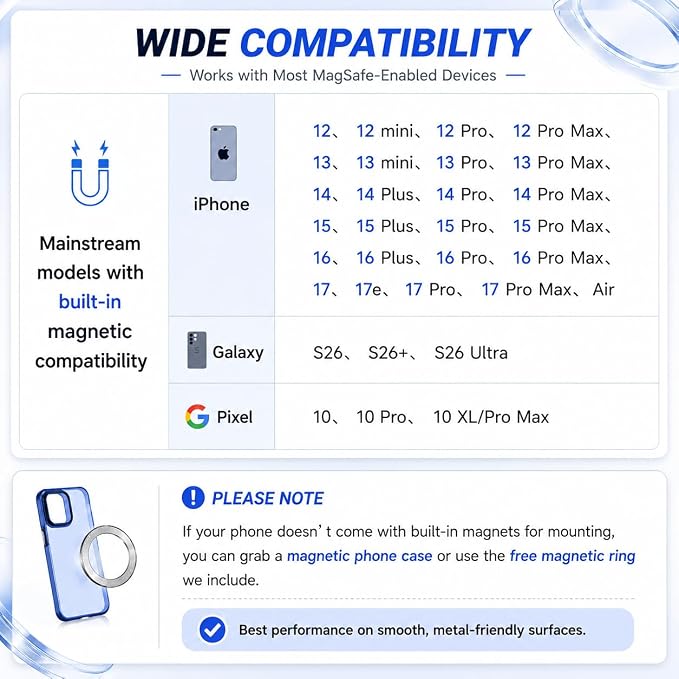 MagSafe Phone Mount, 175mm Long Arm Dashboard Holder | Full Phone Visibility – Designed for Large Dashboard Displays Without Blocking Your Screen - Image 9