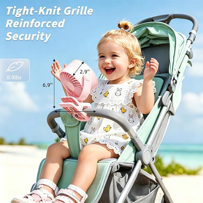 Portable Clip on Fan, Rechargeable USB Desk Fan with Turbo Airflow, 100 Speeds LED Display, 360° Rotation, Small Quiet Battery Powered Fan for Stroller Outdoor Travel Camping Golf Cart, Pink - Image 8