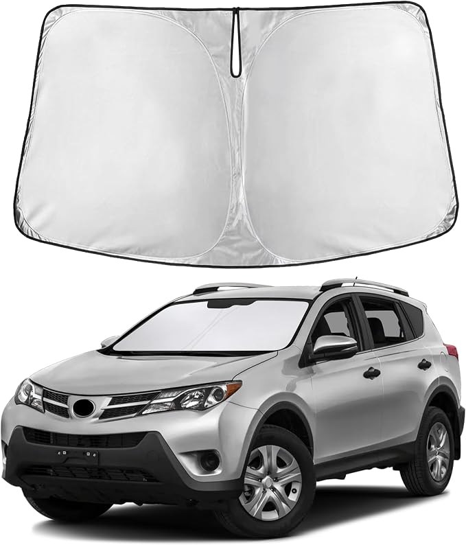 Autovir Windshield Sun Shade Fit for 2013-2016 2017 2018 Toyota RAV4 | Sunshade, Front Car Window Shades Sun Visor, Blocks UV Rays & Heat, Car Accessories by Autovir