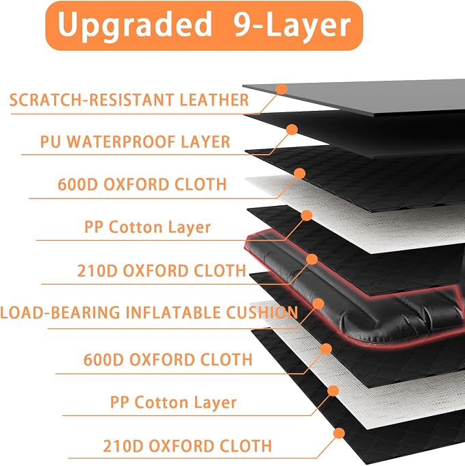 Truck Dog Seat Cover Back Seat Protector, Large Space Backseat Extender with Soft Inflatable Cushion Comfortable Dog Hammock, Waterproof Dogs Bed Rear Travel Accessories for Truck - Image 9