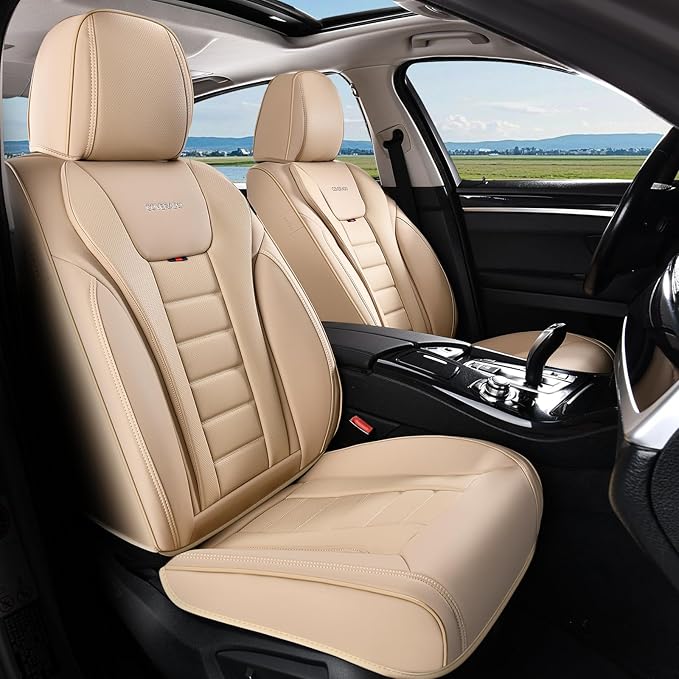 Coverado Car Seat Covers Full Set, Seat Covers for Cars, Front Seat Covers and Back Seat Cover Waterproof Leather Automotive Seat Cover, Universal Car Interior Protectors Cushion for Most Cars - Image 8