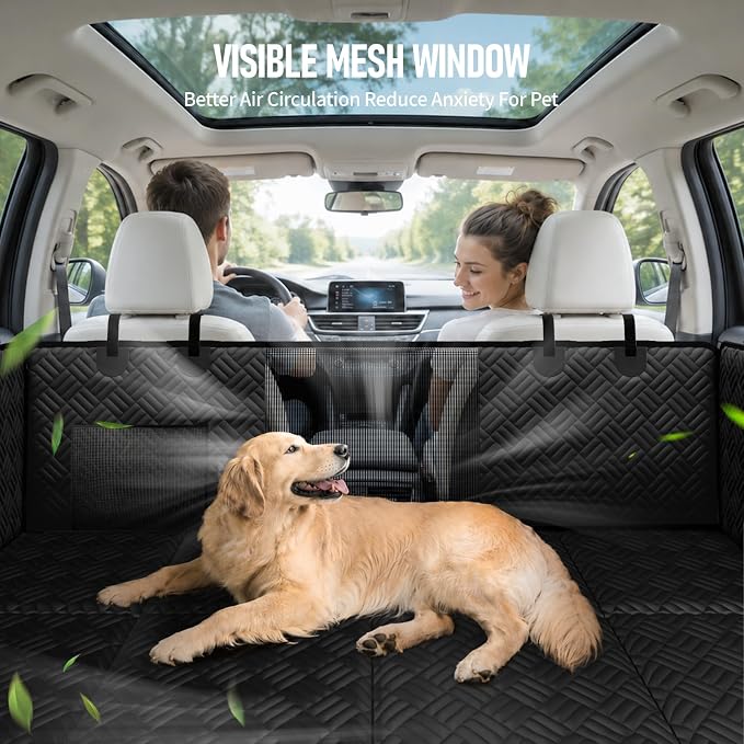 Dog Car Seat Cover for Back Seat, Hard Bottom Back Seat Extender for Dog | Supports 400lbs, Waterproof, Heavy Duty, Scratch Resistant, Dog Hammock for Full-Size Trucks/SUV, Black, 60 Inch - Image 7