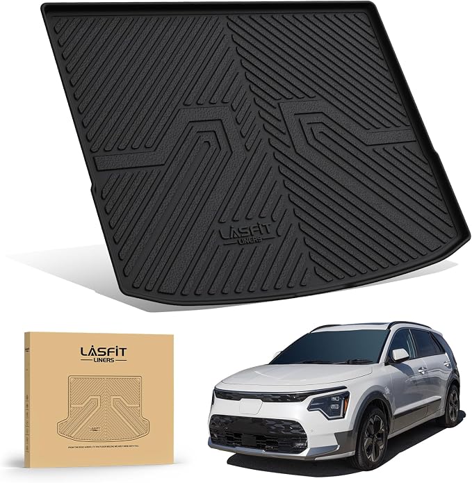 LASFIT Cargo Mat for Kia NIRO 2026 2025 2024 2023 (Fit EV & Hybrid) | Not Fit PHEV, All Weather TPE Custom Fit Cargo Trunk Mat Accessories, Black - Image 9