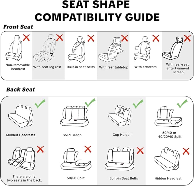 Car Seat Cover Full Set Sets, Universal Car Seat Covers for Cars, Premium Waterproof Leather, Protect & Upgrade Car Interior, Compatible with Airbags, Easy to Install & Clean Up - Image 9