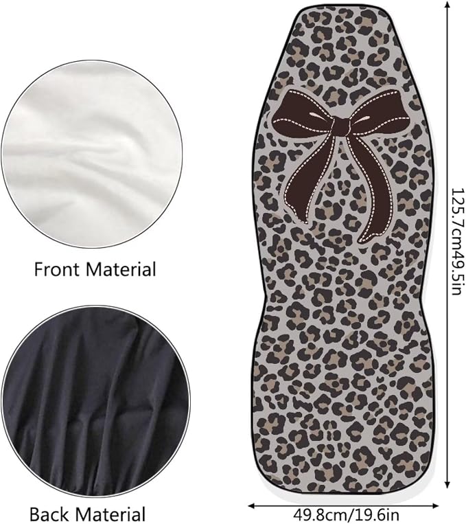 Bow Front Car Seat Cover Set of 2 Leopard Print Car Seat Covers for Front Seats Auto Interior Accessories Anti-Slip Back Fabric for Cars Sedans and SUVs - Image 7