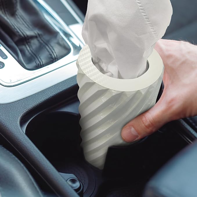 Car Tissue Holder, Refillable Round Cylinder with 3 Tissue Packs, Universal Fit for Vehicle Cup Holder, Home & Office, Car Accessories Interior (Light Grey) - Image 9