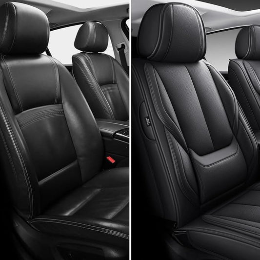 MINGBRON Seat Covers, Car Seat Covers Front Seats, Car Seat Cover, Car Seat Protector Waterproof, Car Seat Cushion Nappa Leather, Black Seat Covers Carseat Cover Universal Fit for Most Cars - Image 2
