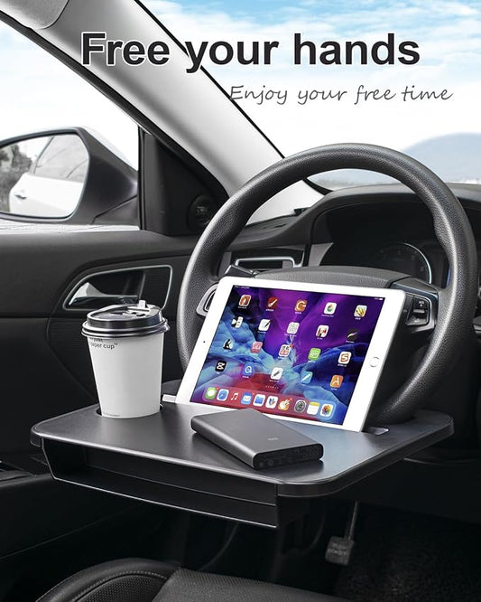 Double-use Steering Wheel Tray & Car Seat Gap Filler Organizer & Centre Console Storage Box,Car Desk/TableTray for Laptop, Eating & Work (【Integrated】 2-in-1) - Image 2