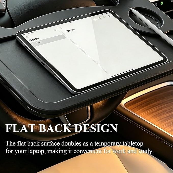 Car Steering Wheel Desk for Laptop, Auto Tray for Eating Writing | Portable Double Sided Design, with Pen and Drink Holder, for Eating Food Writing Work, Multipurpose Travel Car Accessories - Image 6