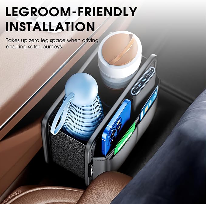 LEIWOOR Car Door Organizer & Cup Holder Storage Pouch for Sedan SUV Truck | Portable Foldable Multi-Pocket Pouch, Durable, Easy Install, Large Capacity Multifunctional Car Interior Storage Accessory - Image 6