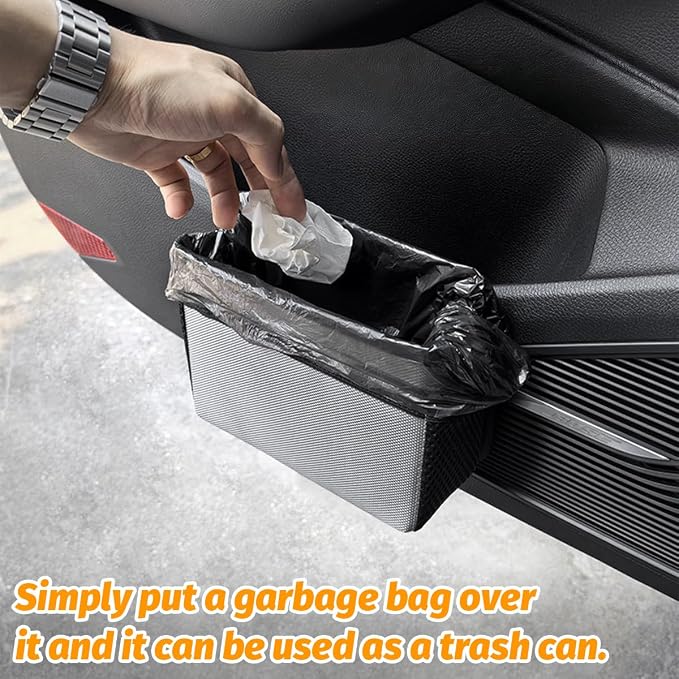 Bittwee Car Side Pocket Organizer, Hanging Trash Can for Car Door and Seat, Vehicle Mini Foldable Storage Bag Dustbin Container, Universal for Truck SUV Van (Beige) - Image 6