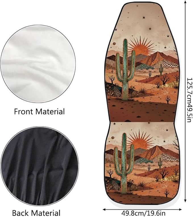 Desert Cactus Car Front Seat Covers Arizona State Car Seat Covers Full Set of 2 Stretch Polyester Fabric Cover Automotive Interior Seats Covers for Most Cars SUV Sedans - Image 7
