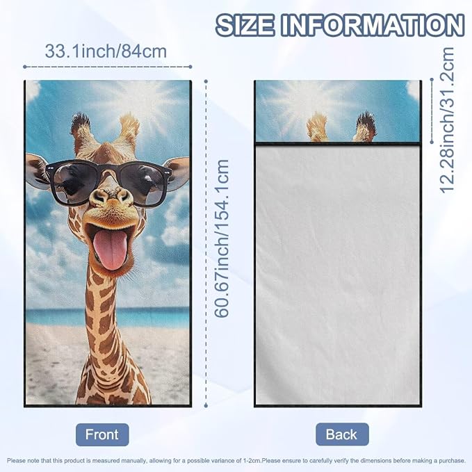 SEANATIVE Beach Giraffe Print Sweat Towel Car Seat Cover for Gym Running Athletes Fitness Workout, Auto Seat Pet Protector, Sports Towel Seat Covers for Cars - Image 7