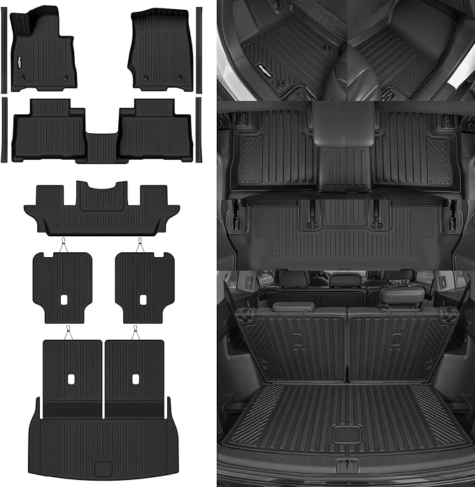 Floor Mats for 2020-2026 Lincoln Aviator 6 Seats Accessories | (with Center Console) Trunk Mat and 2nd/3rd Backrest Mat & Door Sill Guard All Weather TPE Protector Floor Liner - Image 8