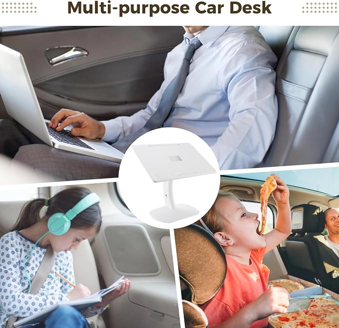 Car Seat Tray Table, 0-60° Angle Adjustable Laptop Desk for Adults, Foldable Car Lap Desk with Stoppers and Bookend, Backseat Organizer for Work, Dining, Reading - Image 5