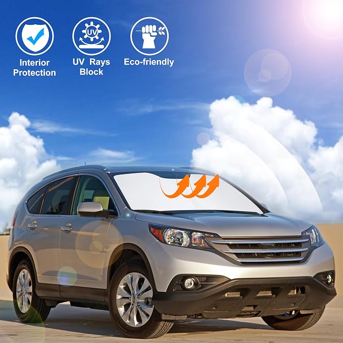 Windshield Sun Shade for 2012-2016 Honda CR-V CRV Accessories | Full covered, Foldable & Durable, Block UV Rays, Reduce Heat, Easy to install, Keep Car Cooler - Image 6