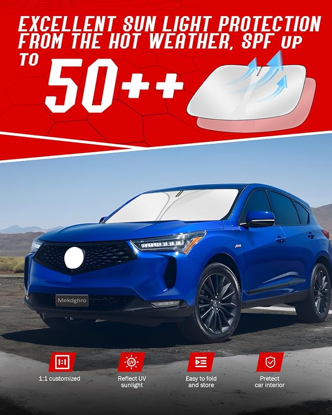 Custom Fit Windshield Sun Shade for Acura RDX 2019-2025 2026 | Foldable, Easy to Install & Store, Full Coverage, 210T Reflective Fabric, Blocks 100% of UV Rays - Image 7